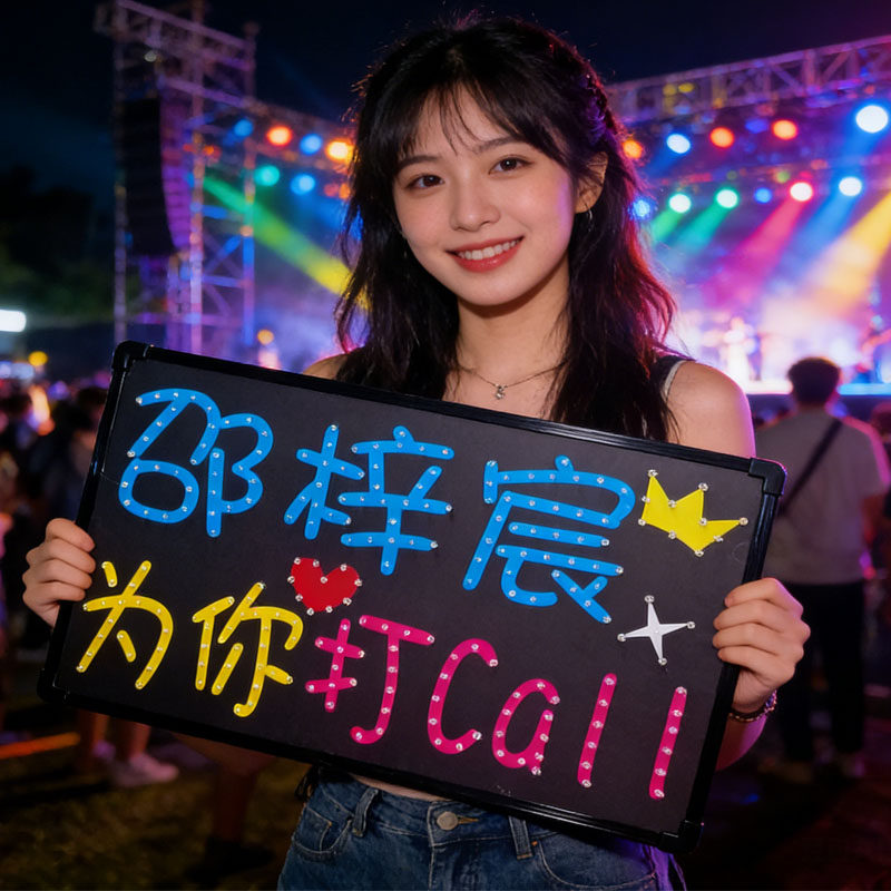 明星演唱会粉丝灯牌定制生日发光手举软布cob胸牌应援荧光棒定制图片