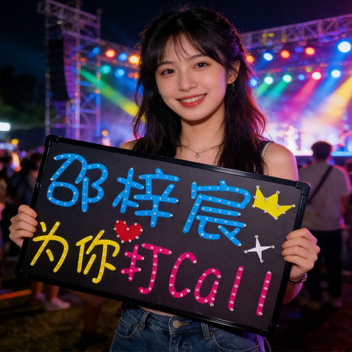明星演唱会粉丝灯牌定制生日发光手举软布cob胸牌应援荧光棒定制