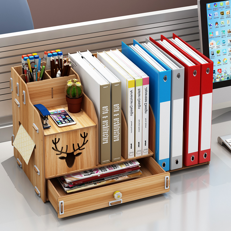 多层办公室桌面文件夹收纳盒神器文具用品a4纸桌上多功能置物架