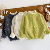女童加厚水貂毛半高领毛衣2025秋冬新款 不起球 小香风百搭针织衫