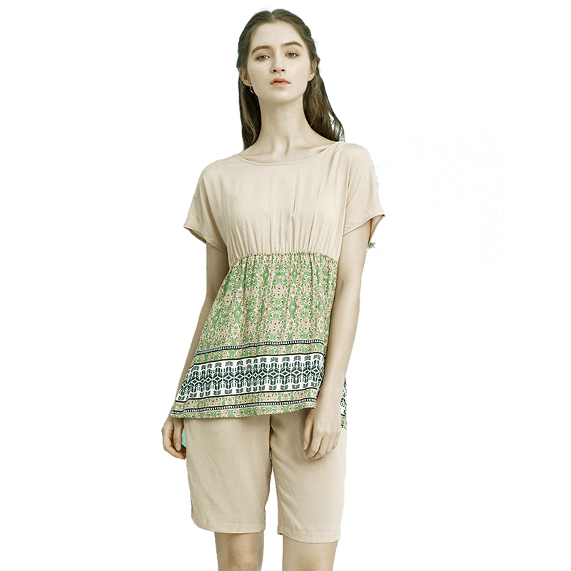2022夏季新款棉绸短袖睡衣套装女夏天绵绸二件套薄款人造棉家居服