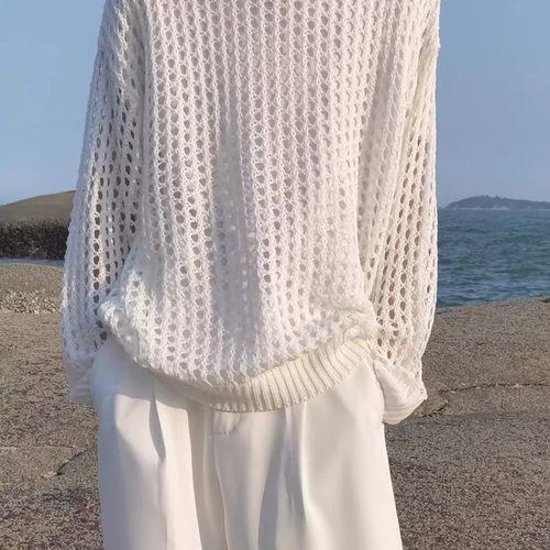 夏季冰丝镂空薄款防晒针织衫毛衣