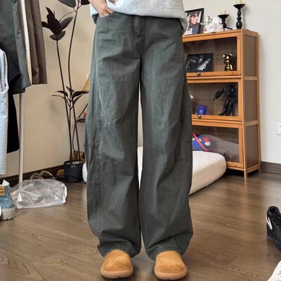 水洗棉弯刀工装裤男夏季薄款美式