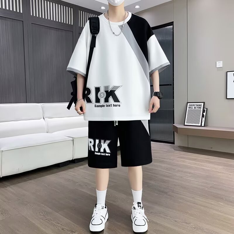 初中学生夏季短袖套装13大童帅气运动一套衣服男孩青少年潮流15岁