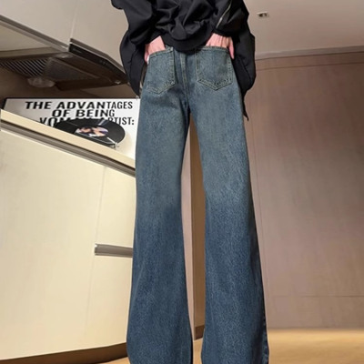 提档高腰微喇叭牛仔裤男美式高街