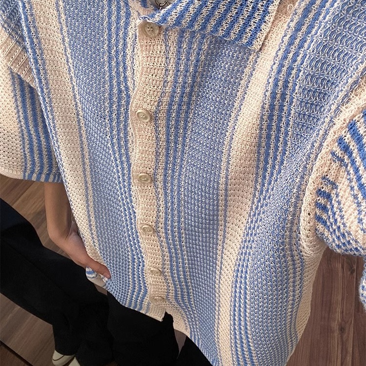 美式复古撞色短袖衬衫男夏季潮流