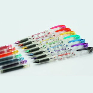 白金Preppy透明钢笔 三丽鸥kitty限定红色03F尖 学生练字万年钢笔