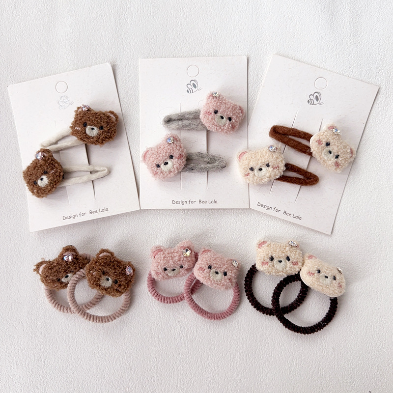 新款秋冬毛绒可爱卡通小熊发圈