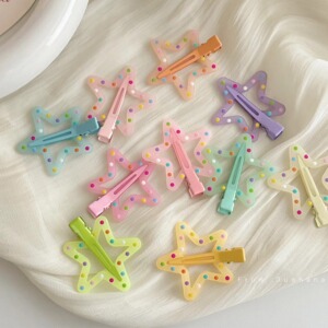 ins少女款彩色星星发夹波点女侧边刘海夹发卡儿童bb夹碎发夹头饰