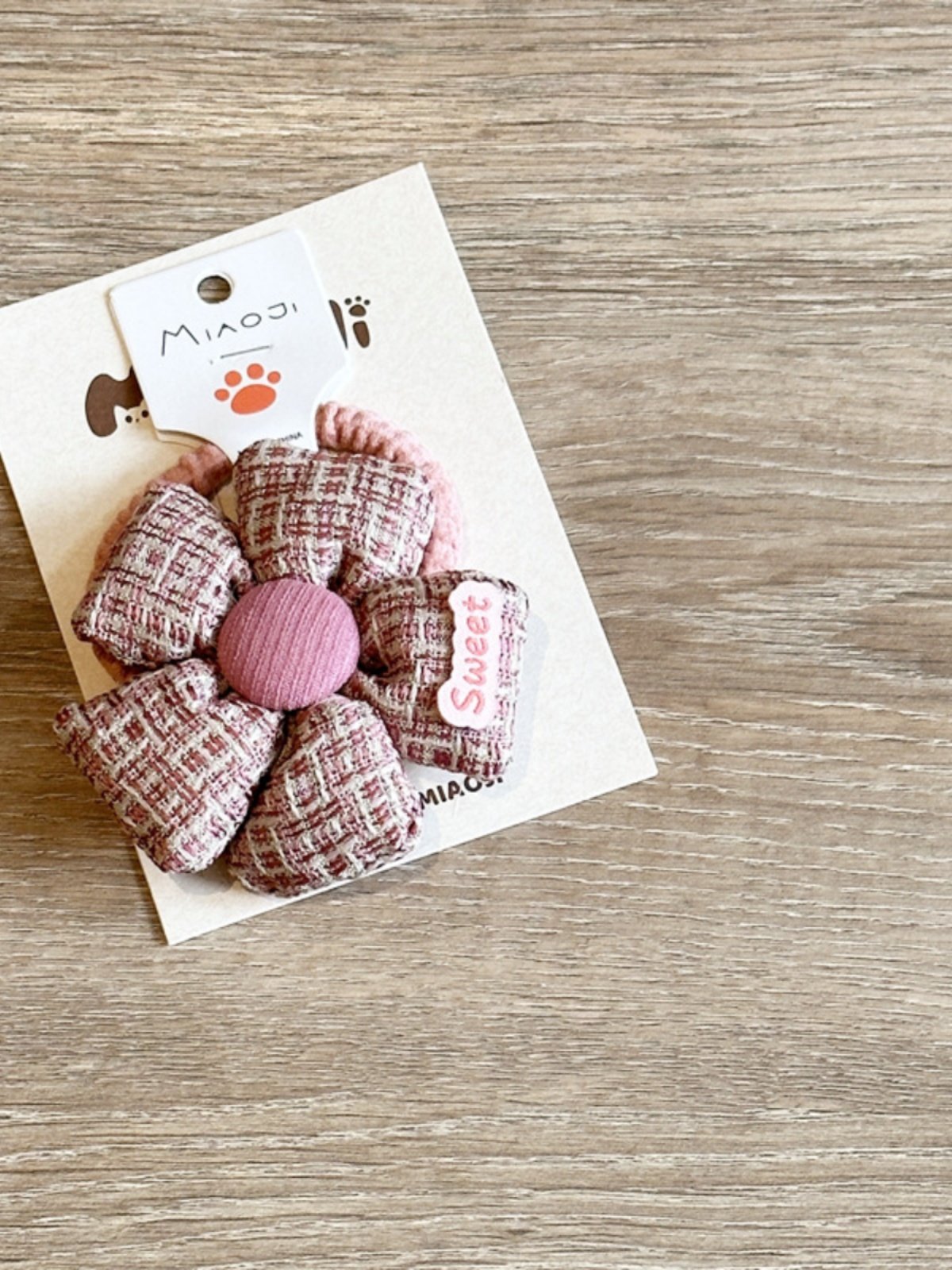 新款复古森系可爱格纹呢料冲棉花朵儿童女宝发圈头绳发饰头饰发卡