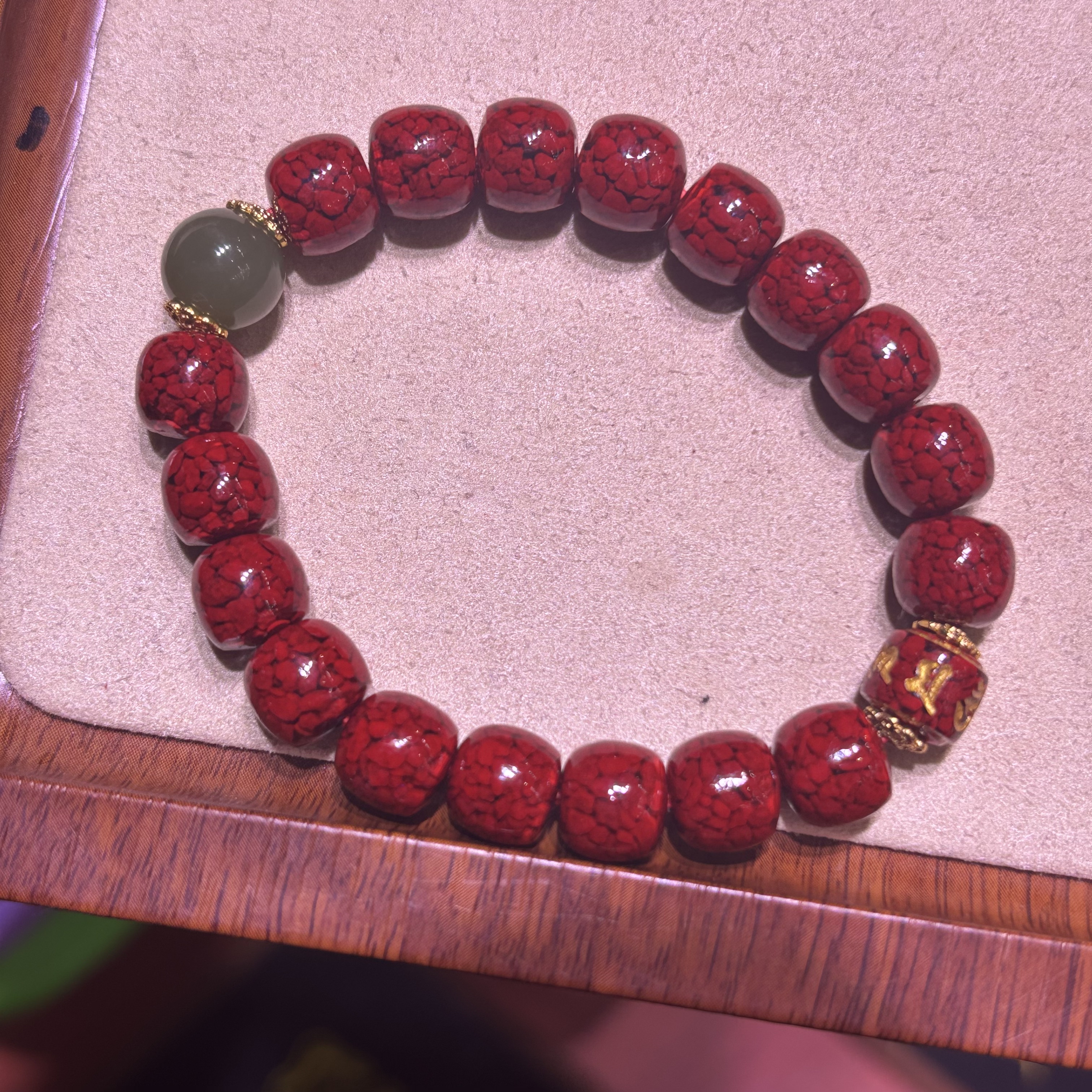 天然朱砂晶体砂手串男女款老行珠苹果珠平安好运饰品手链卡八加