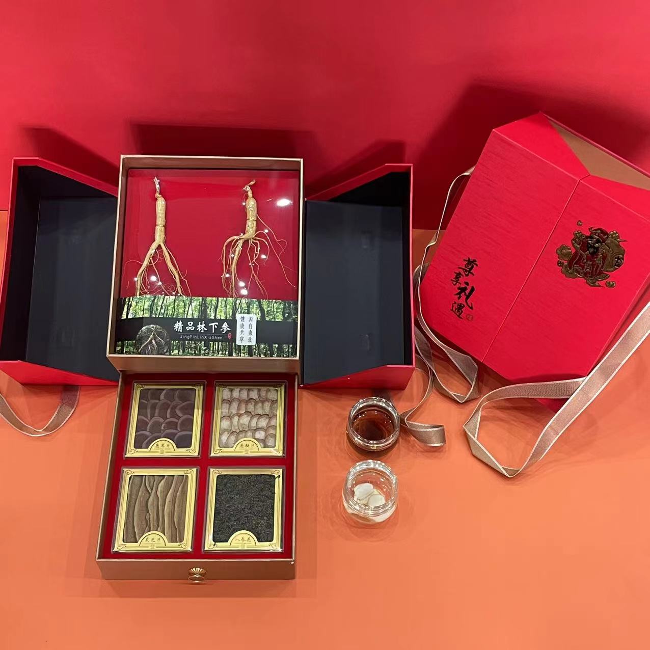 人参礼盒林下参礼盒鹿鞭片鹿茸片人参花灵芝片五宝礼盒送礼佳品