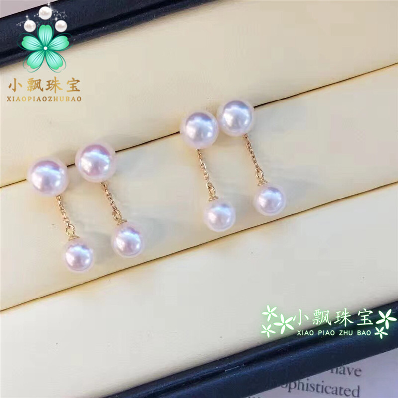 18K金一款两用短款耳线 akoya天然珍珠耳线耳环耳钉