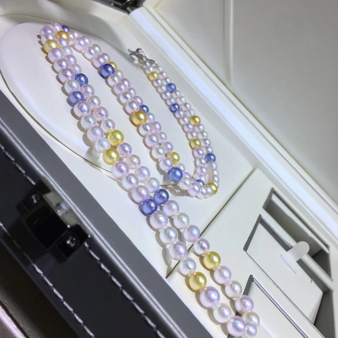 混彩糖果珍珠毛衣链80cm左右