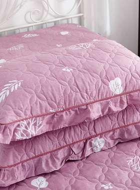 100全棉夹棉枕套纯棉枕头套加厚一对装48cmx74cm枕芯套四季通用