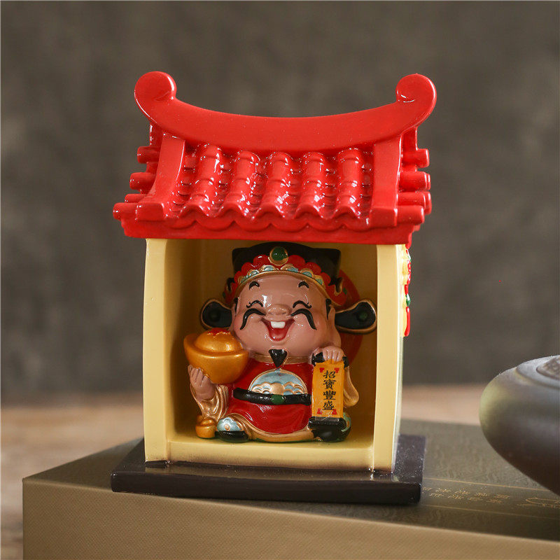 妙工坊财神小寺庙土地庙神仙公仔创意办公桌摆件手办庙屋招财摆设