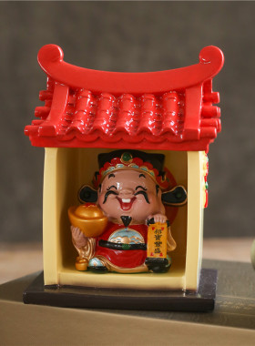 妙工坊财神土地庙手办创意摆件