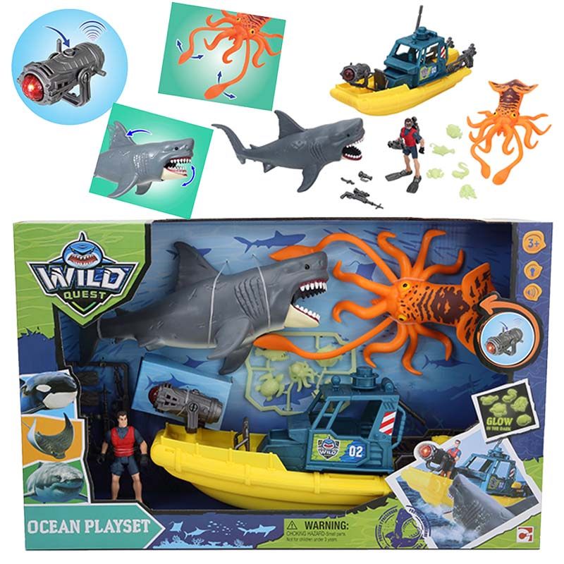 集多美仿真海洋动物大白鲨鱼电动巨齿鲨乌贼食人鲨捕鲨船模型玩具,玩具/童车/益智/积木/模型,仿真/动物玩偶,淘宝优惠券,粉丝福利购,淘宝优惠卷