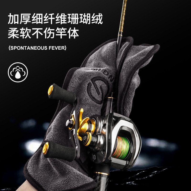 钓鱼毛巾加厚擦手吸水速干可挂不粘饵擦手巾路亚抓鱼毛巾