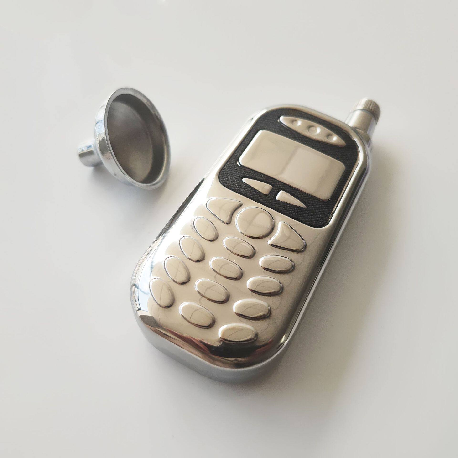 【念一】跨境货源复古手机形诺基亚不锈钢异形酒具3盎司随身酒壶