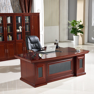 老板桌总裁桌椅组合大班台贴实木皮办公桌简约现代单人主管经理桌