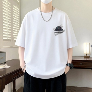 初高中学生男生短袖T恤2026夏季新款简约宽松休闲百搭潮流半袖衫