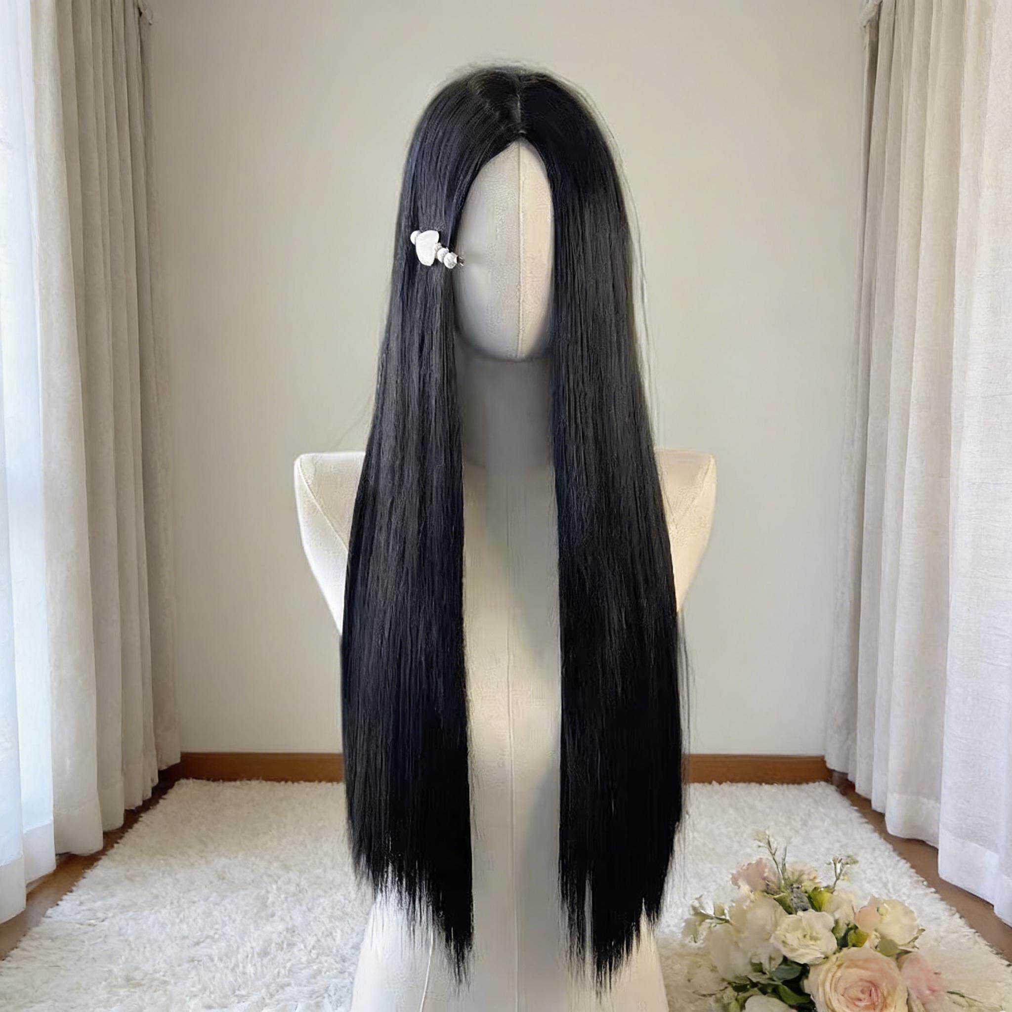 假发女全头套中分黑长直发整顶女长发假发套仿真人发整顶假发头套