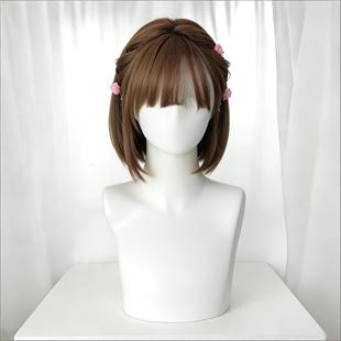 学生假发波波头女自然仿真jk甜美lolita短发日常洛丽塔棕色全头套