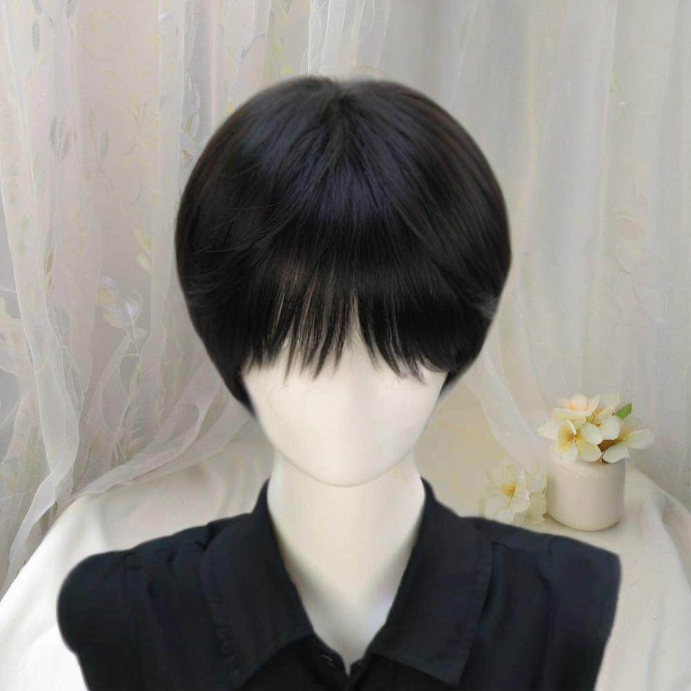 男士仿真短发蓬松全头套假发