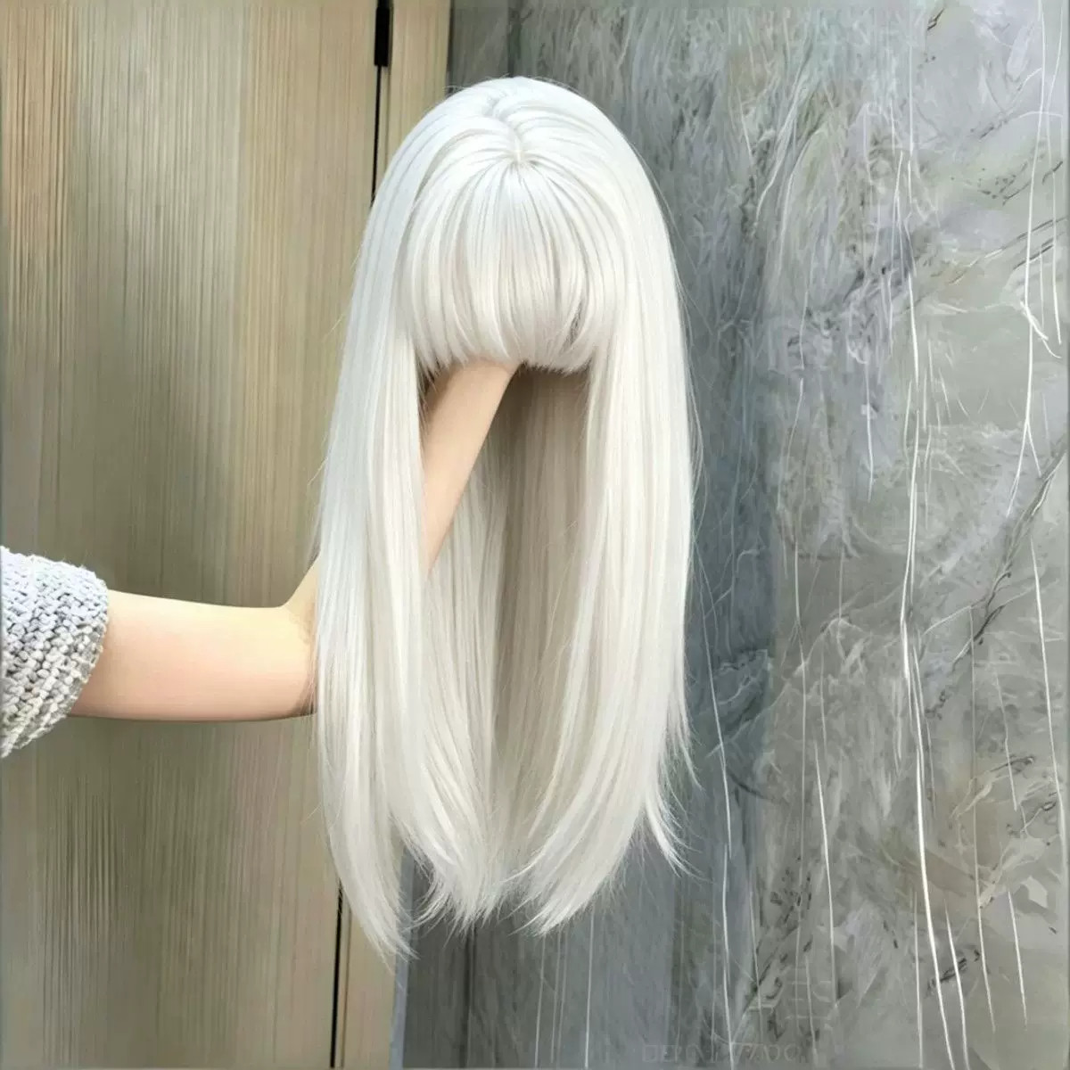 白色长直COS/Lolita仿真整顶假发