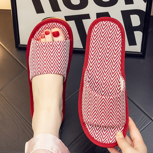 情侣拖鞋女夏室内家居家用防滑软底静音地板亚麻布艺棉麻凉拖男士