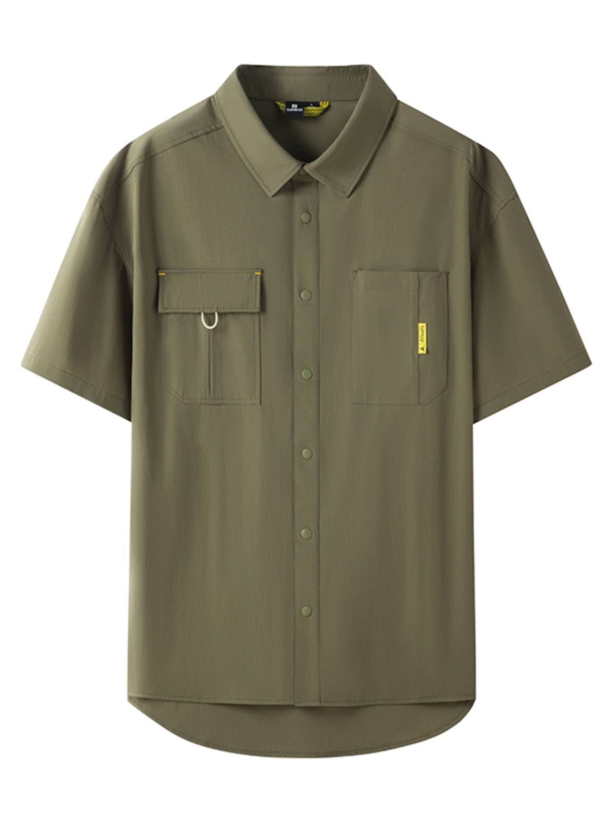 探路者短袖休闲衬衫男军绿TAKKBM80786-D12X户外运动速干半袖汗衫