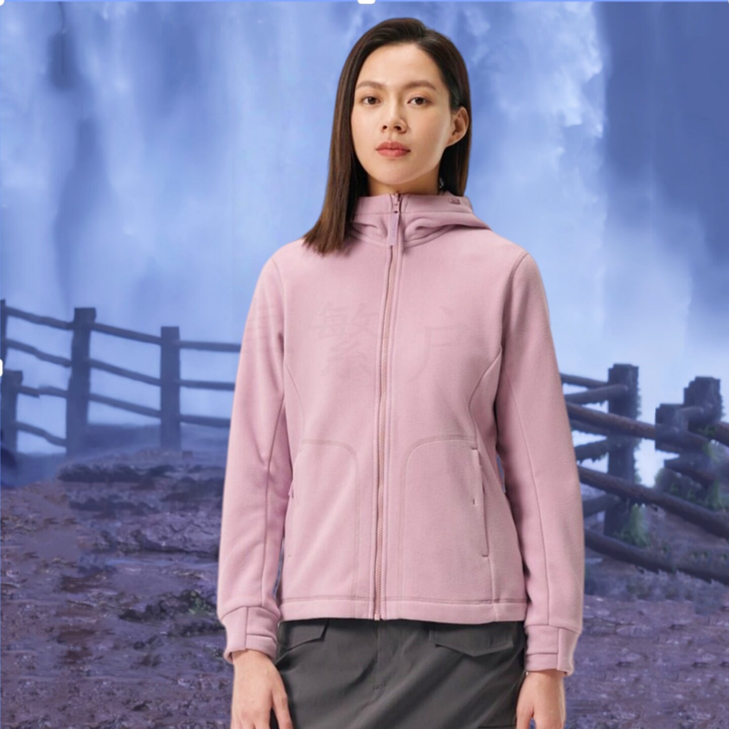 探路者抓绒衣外套女春秋户外登山开衫连帽摇拉绒保暖休闲上衣男