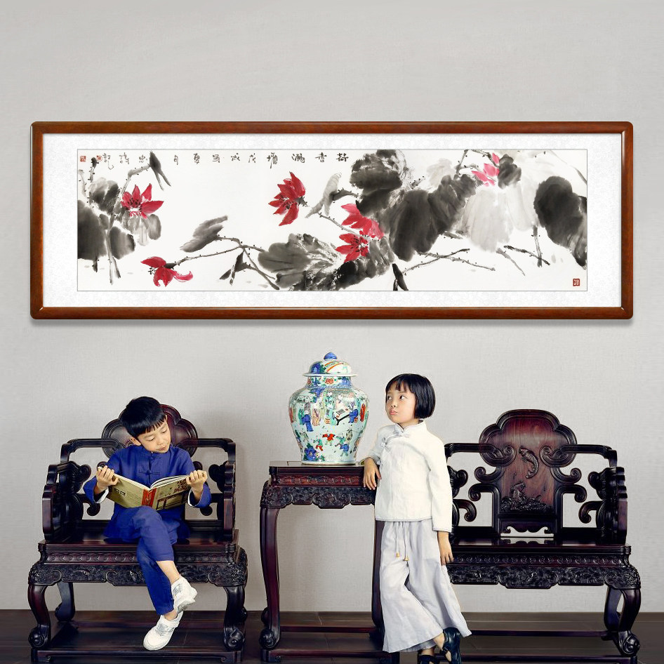 荷香满塘花鸟水墨荷花国画名家纯手绘新中式客厅办公室挂画荣宝林