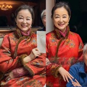 旗袍连衣裙长款 高级定制明星林青霞同款 红色真丝香云纱新中式 宽松