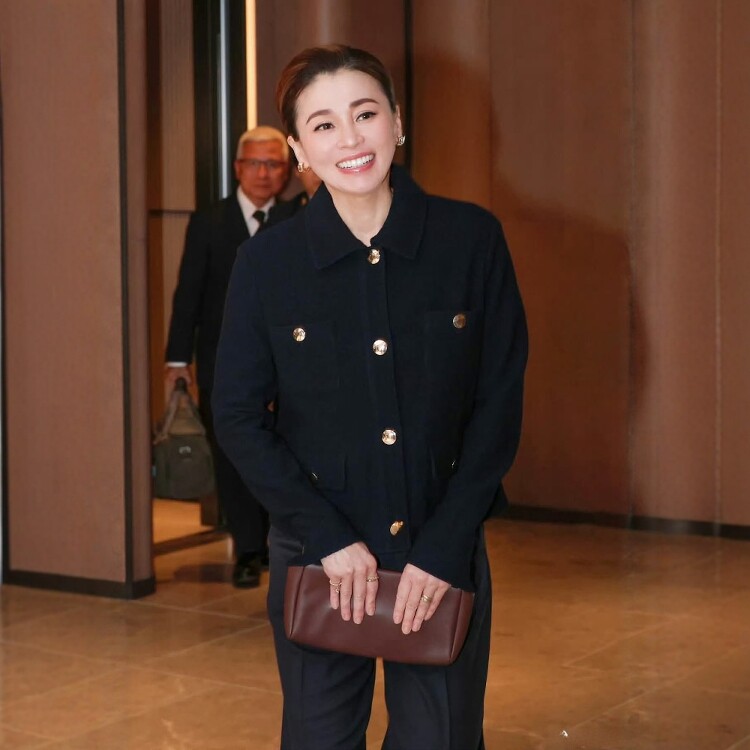 高级定制泰国王后同款藏蓝色毛呢夹克外套+西装直筒长裤干练套装