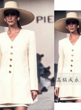 大牌简约羊毛西装套装裙V领西服