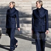 藏蓝色通勤西装 职业干练大牌时尚 套装 女修身 春 裤 高端定制王妃同款