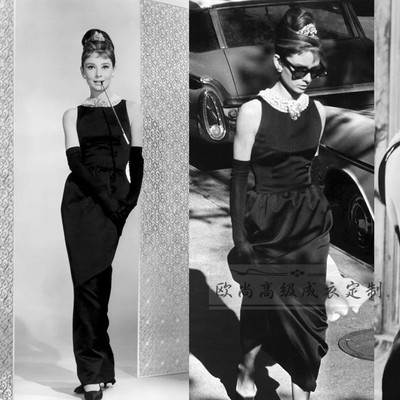 复古优雅无袖长裙赫本小黑裙显瘦