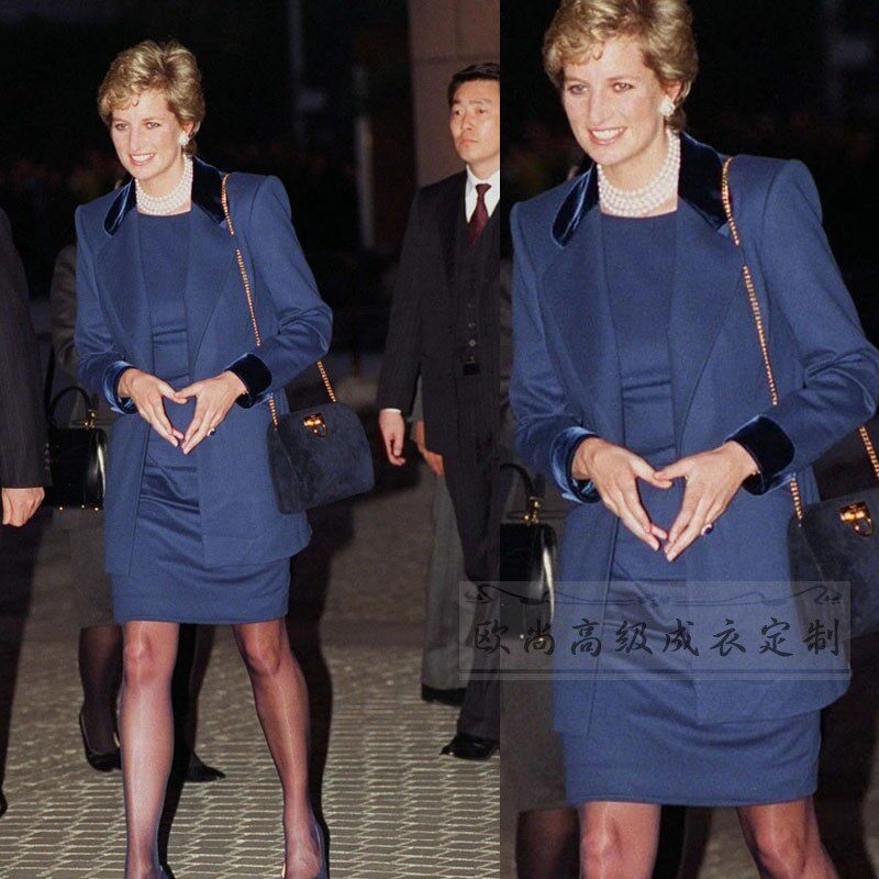 羊毛西服套装裙大牌西装王妃同款