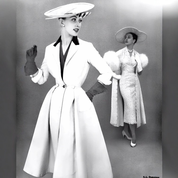 高级定制法式优雅乳白色收腰大摆羊毛大衣毛呢外套中长款显瘦大气