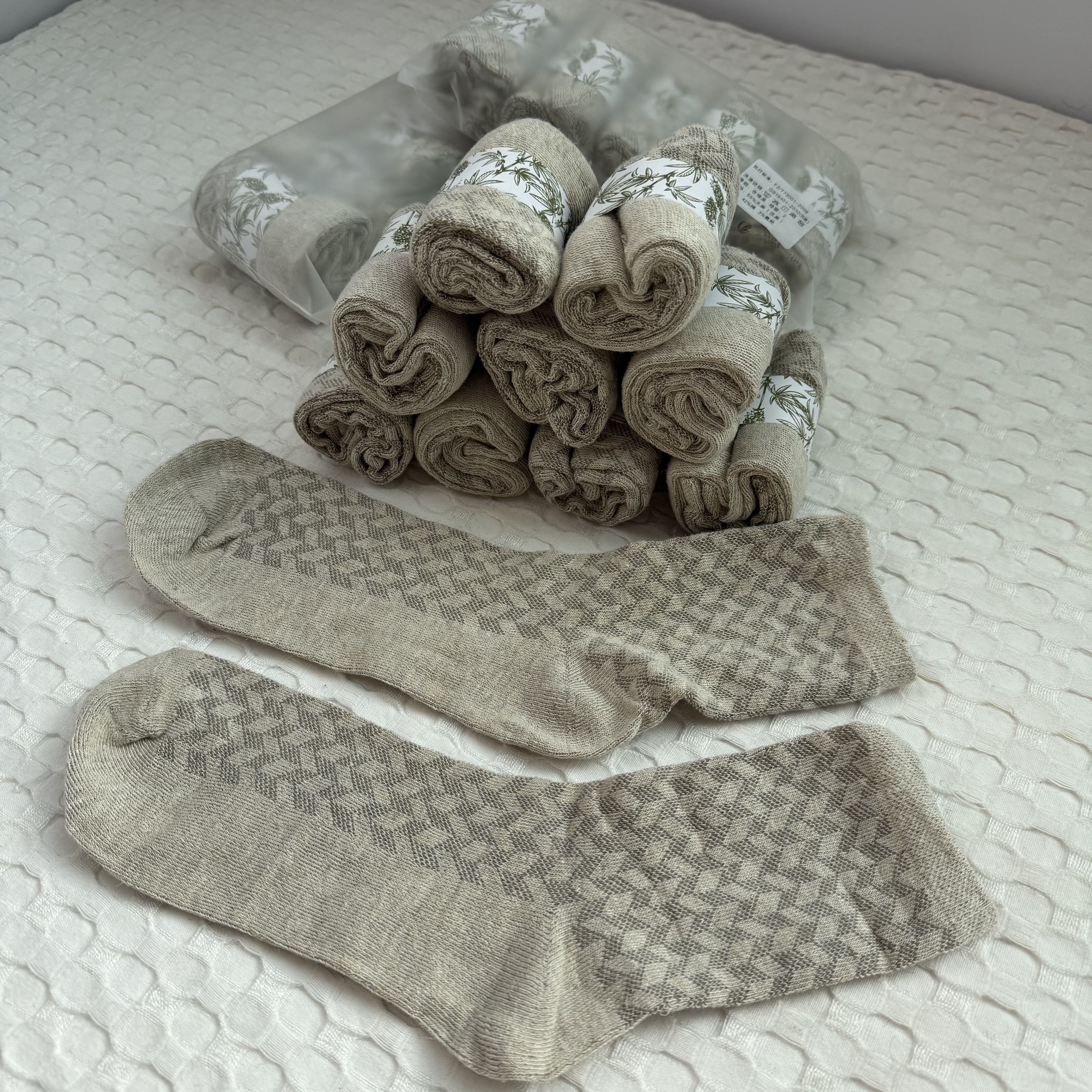 男女同款5双装汉麻袜 外贸中长筒袜子抗菌吸汗天然麻纤维防臭袜,女士内衣/男士内衣/家居服,中筒袜,淘宝优惠券,粉丝福利购,淘宝优惠卷