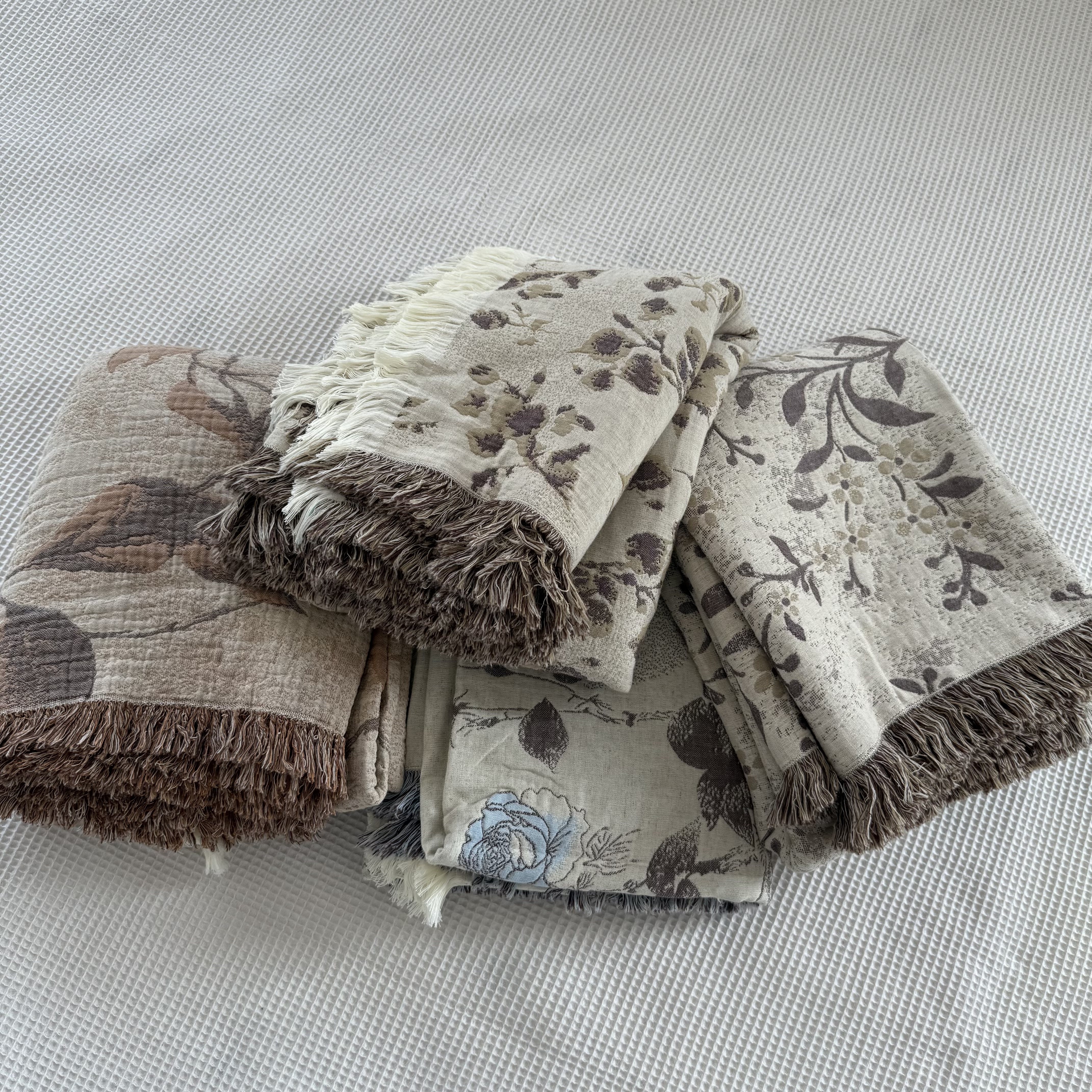 色织提花流苏毯 外贸剩余100%汉麻盖毯沙发休闲披肩毯薄毯子