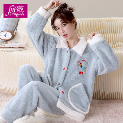 向薇女士法兰绒卡通家居服