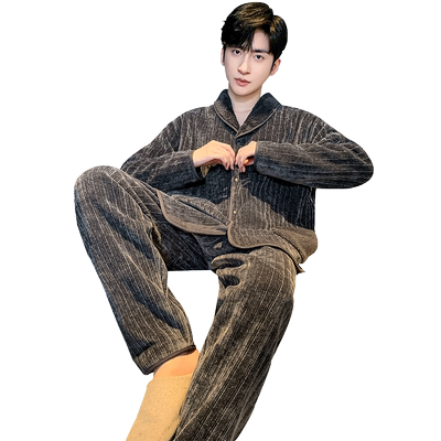男士雪尼尔绒简约休闲家居服套装