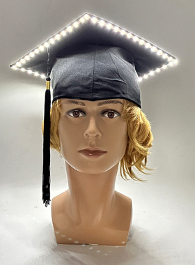 LED发光毕业礼帽学士帽男女成人