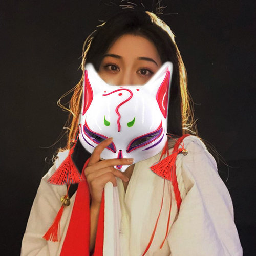 神明少女狐狸半脸发光面具