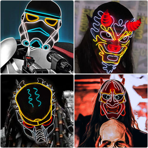 万圣节led发光仇杀鬼脸小丑狐狸