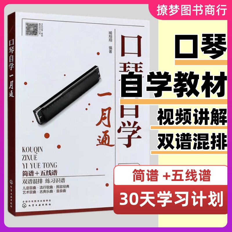 口琴自学一月通口琴教程书籍五线谱简谱初学者入门基础大全音乐学习乐谱口琴谱曲谱教学教材流行经典老歌歌曲曲集24孔半音阶琴谱书