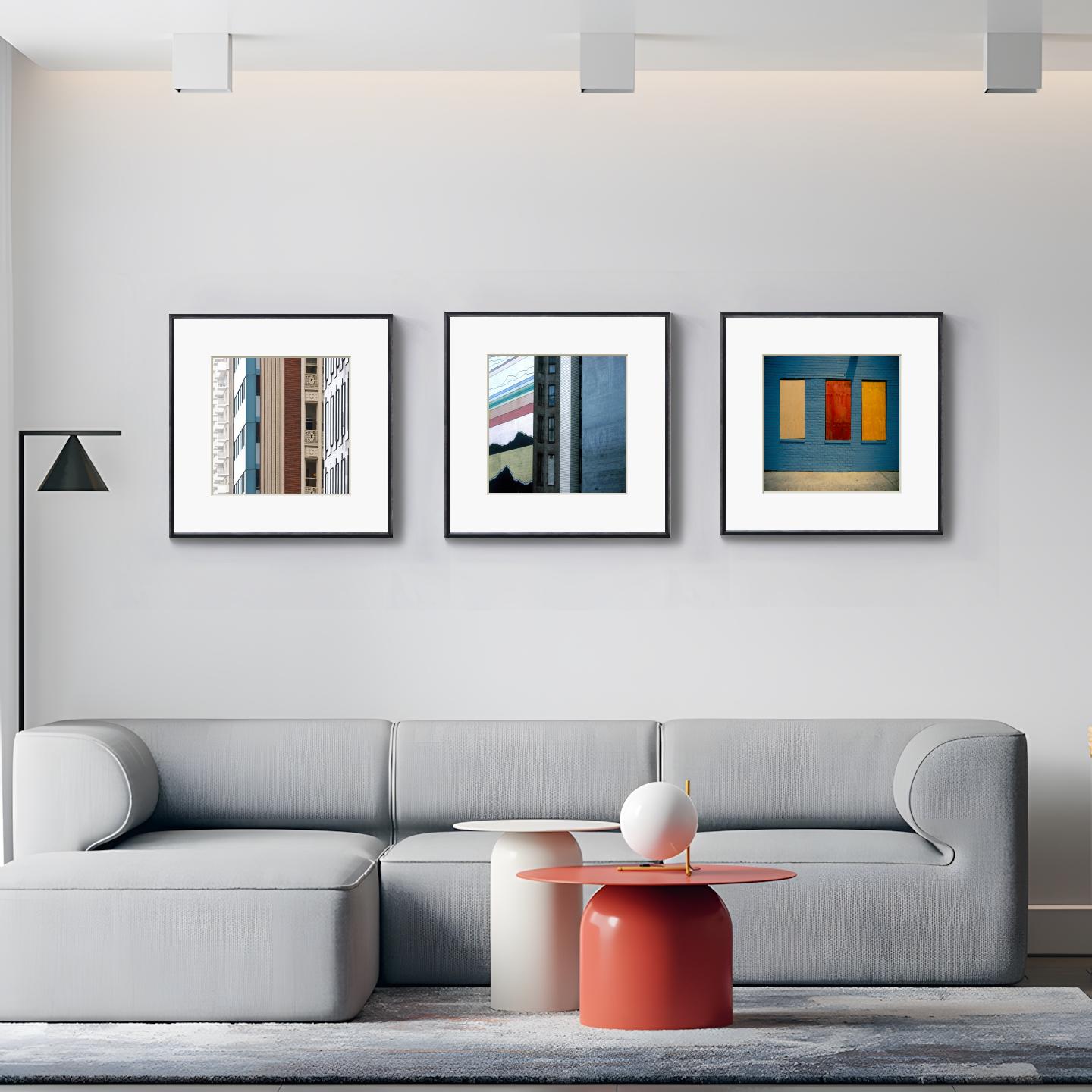 简约北欧后现代潮流时尚风景建筑客厅四联装饰画沙发挂画轻奢组合图片